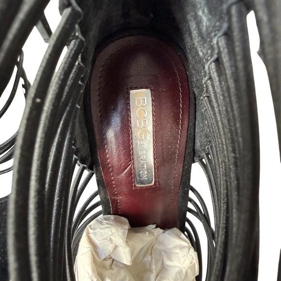 BCBGeneration Caliko Black Suede Stiletto Cage Heels Strappy Pumps Womens Size 9 - Picture 11 of 11